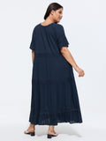 Supersoft Lace Trim Ruffled Sleeve Maxi Dress
