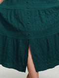 Textured Triangular Cinched-Waist Tiered Maxi Dress