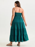 Ruched Bodice Tiered Flowy Maxi Dress