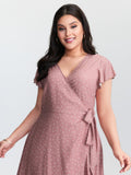 Polka Dot Ruffled Hem Waist Tie Midi Dress