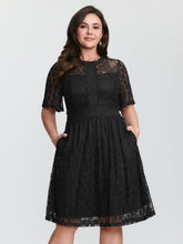 Star Lace Trim Shirred Waist Mini Dress