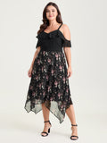 Floral Print Off-Shoulder Ruffled Midi Dress