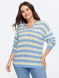 Wavy Stripe Hollow Hooded Pullover