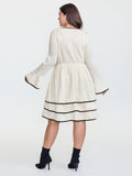 Textured Layered Hem Color Contrast Mini Dress