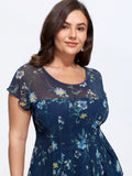 Stretchy Sheer Floral Mesh Pleated Top