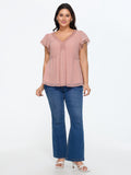 Braided Neckline Detail Layered Sleeve Top