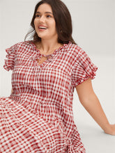 Sweet Plaid Pattern Pockets Mini Dress