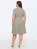 Retro Geometric Print Petal Hem Mini Dress