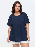 Pleated Front Flowy Plain Top