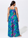 Tropical Print Pockets Sleeveless Jumpsuit