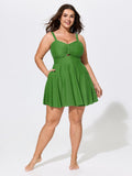 Cut-Out Pockets Fit And Flare Swim Dress