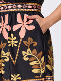 Floral Print Color Contrast Swim Romper