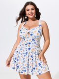 Ocean Print Cut-Out Swim Dress