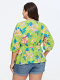 Supersoft Floral Print Drawstring Blouse