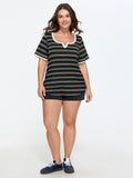 Stretchy Colorful Striped Print T-Shirt