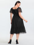Sheer Sweetheart Ruched Bodice Midi Dress