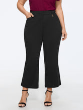 High Waist Pocket Flare Cropped Pants
