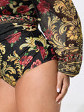 Sheer Floral Print Full-Coverage One-Piece Swim