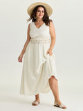 Tassels Cinched-Waist V-Neck Maxi Dress