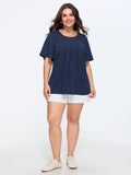 Pleated Front Flowy Plain Top