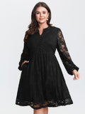 Sheer Lace Sleeve Waist-Defining Mini Dress