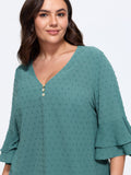 Textured Layered Flare Sleeve Blouse
