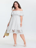 Ocean Pattern Embroidered Cut-Out Midi Dress