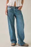 BDG Kayla Printed Low-Rise Jeans - Mid Blue Utility