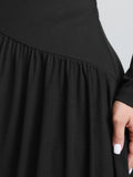Asymmetrical Neckline Draped Knit Midi Dress