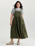 Adjustable Oversized Tiered Overall Maxi Dress