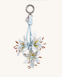 3D Embroidered Lily Bag Charm - Ice Blue