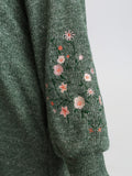 Floral Embroidered Sleeve Hooded Mini Dress