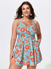 Floral Print Pockets Fit And Flare Swim Dress