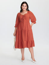Polka Dots Ruched Drawstring Tiered Midi Dress