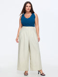 Elastic Back Waistband Wide-Leg Pants
