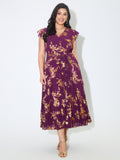 Sequin Side-Tie Pleated Midi Dress