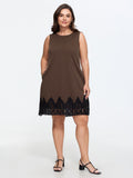 Stretchy Lace Hem Sleeveless Mini Shift Dress