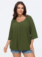 Pleated Raglan Sleeve Flowy Blouse