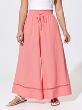 Lace Trim Drawstring Waist Breezy Pants