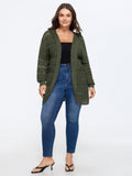 Hooded Open Front Cut Out Long Cardigan