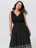 Floral Print Bust-Friendly Color Contrast Flowy Midi Dress