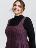 Tweed Pleated Waist Zipper Mini Dress