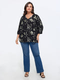 Botanical Floral Print A-Line Blouse