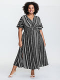 Solid Geometric Dolman Sleeve Pocket Shirred Split Hem Dress