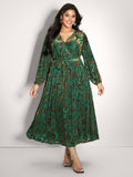 Laser-Cut Velvet Waist-Tie Maxi Dress