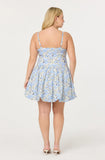 Larissa Blue Floral Spaghetti Strap Bubble Hem Mini Dress