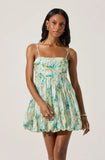 Bubble Floral Mini Dress - Green Multi Floral