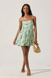 Bubble Floral Mini Dress - Green Multi Floral