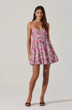 Bubble Floral Mini Dress - Pink Multi Floral