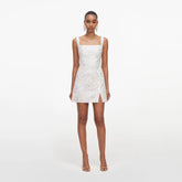 White Sequin Lace Mini Dress